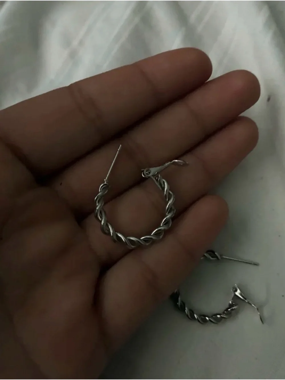 Mini Silver Thick Twisted Hoops